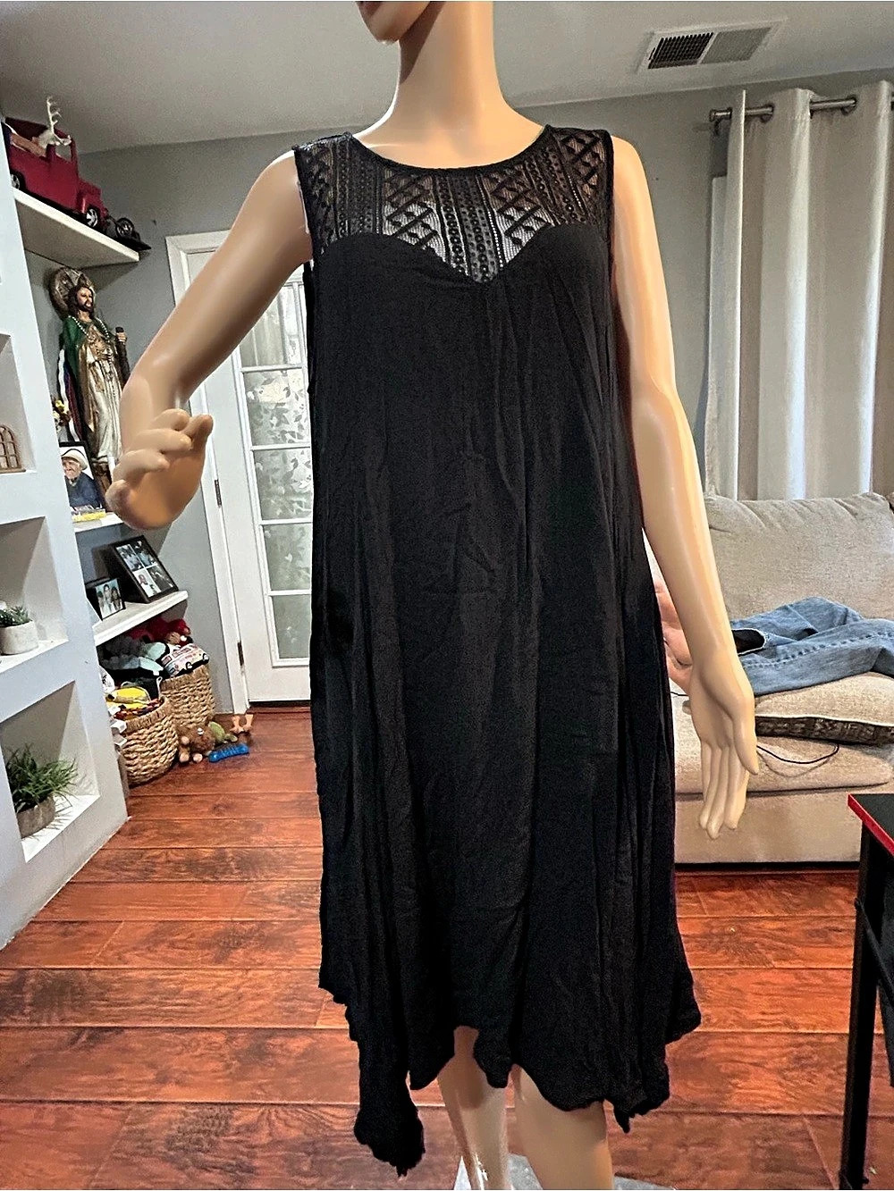 TORRID Black Lace Yoke Hanky Hem Trap Dress Black Size 2X